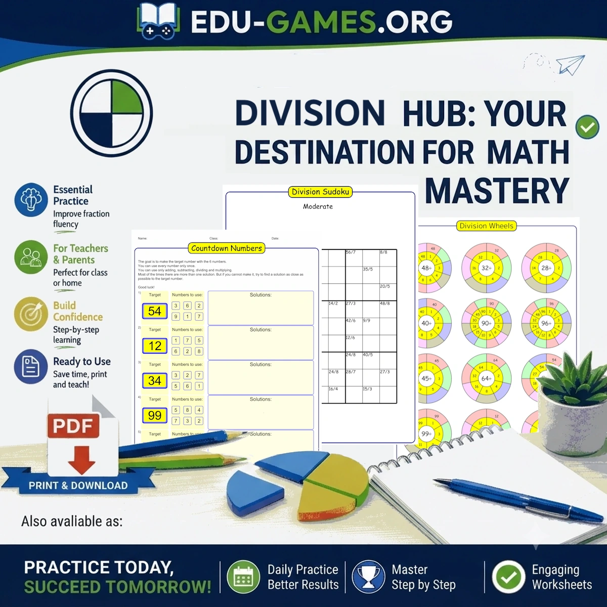 Free printable division worksheets and games