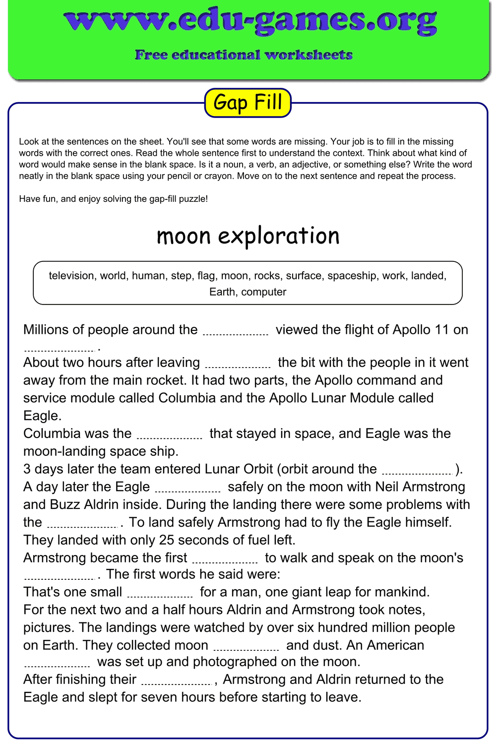 Fill in the Blanks Generator – Free Printable Worksheet Maker