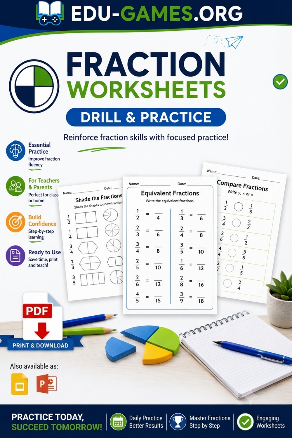 Dividing Fractions Worksheets — Free Printable Fraction Division Generators