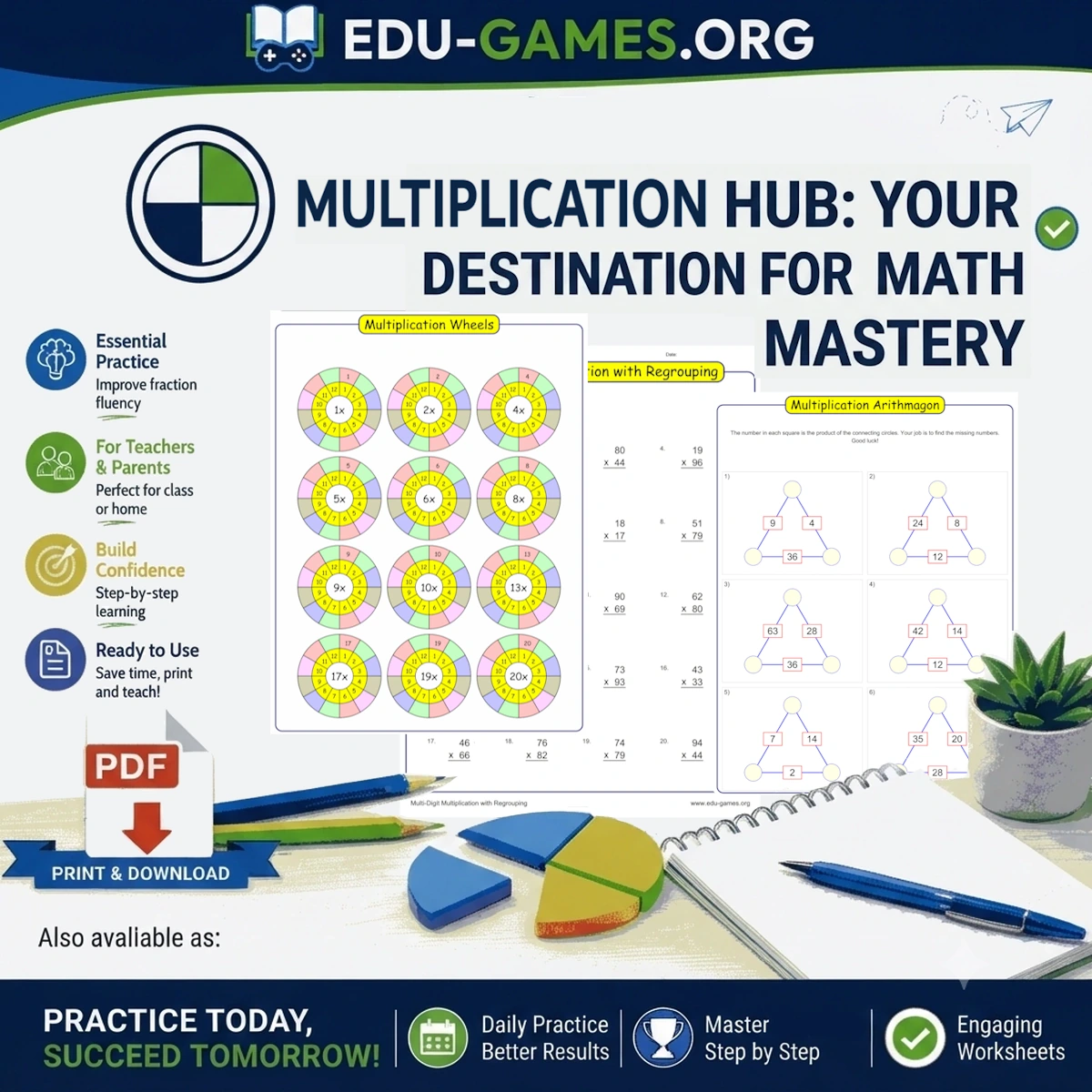 Free printable multiplication worksheets and games