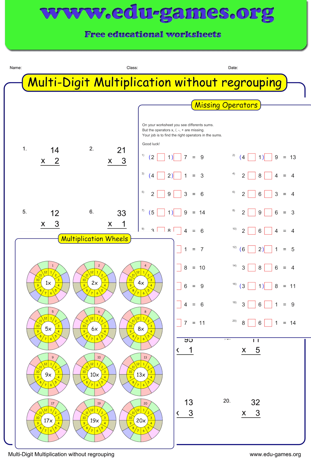 Free Printable Multiplication Worksheets — PDF Generator with Answer Keys