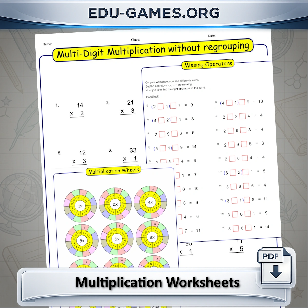 Free printable multiplication worksheet generators