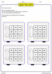 Open the Safe – Printable Addition Math Game Worksheet