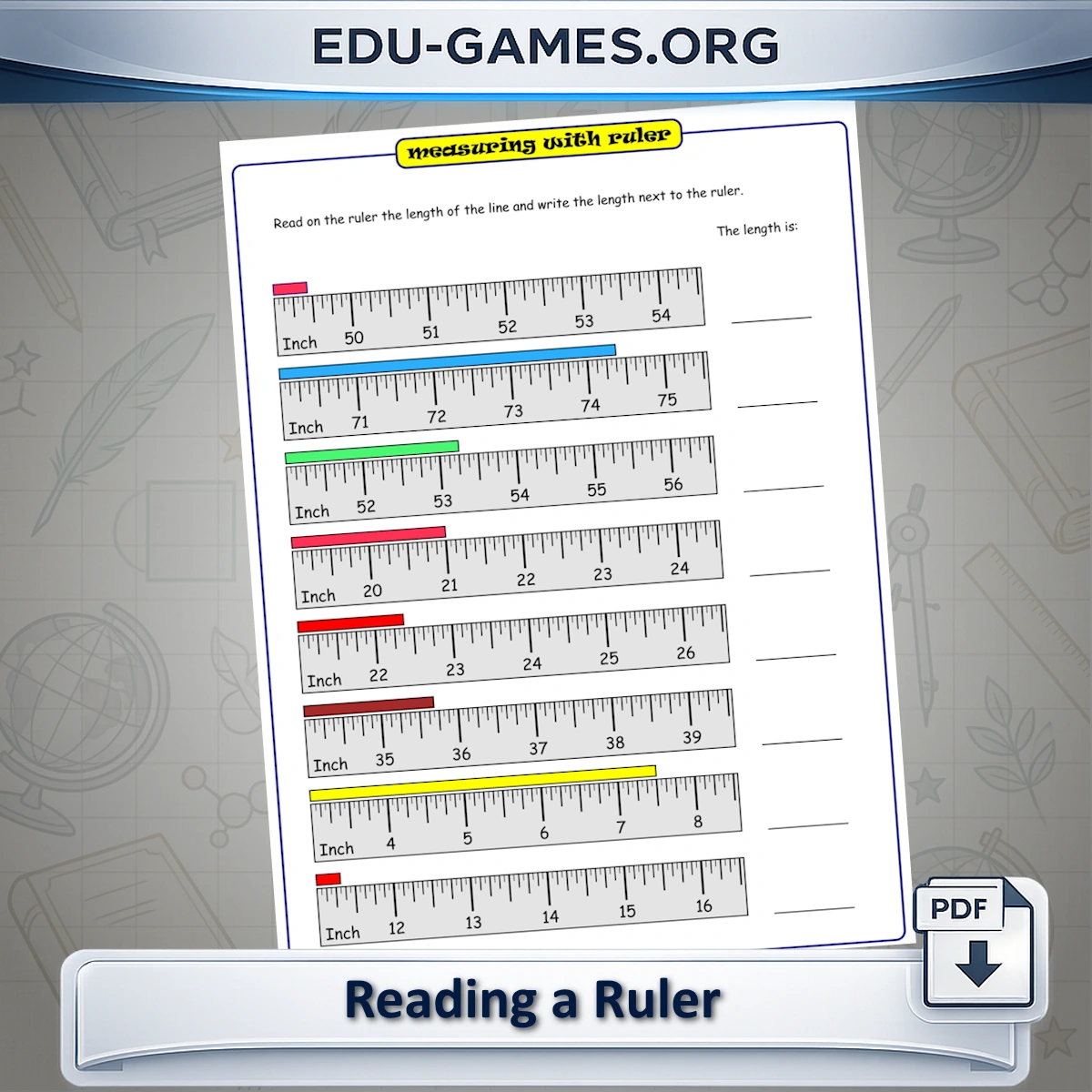 Free printable reading a ruler and measuring with a ruler worksheets