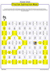 Fraction subtraction maze leading to a pot of gold.