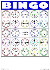 Logo of the time bingo game worksheet.