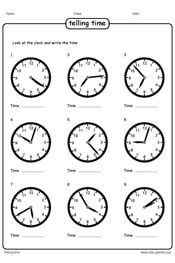 Logo of the telling-time worksheet.
