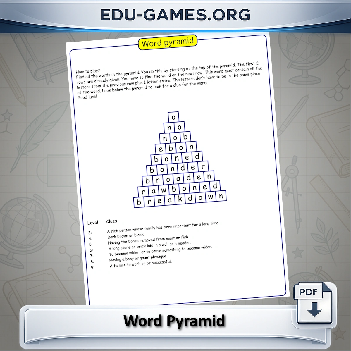 Free printable word pyramid puzzle maker